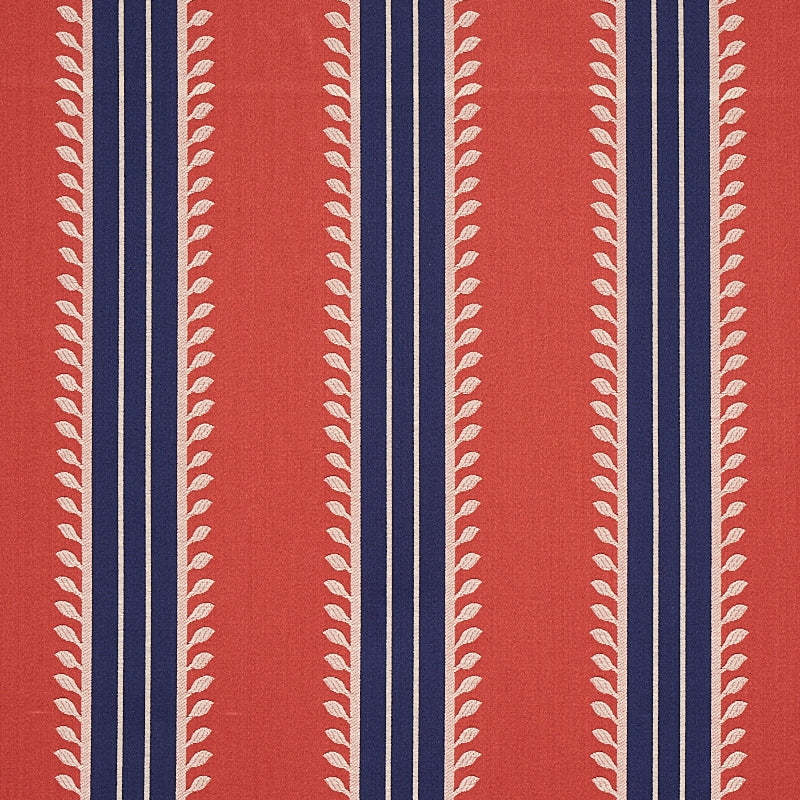 SCHUMACHER  CABANA ETRUSCAN STRIPE PATTERN WOVEN PATTERN WOVEN RED , BLUE   - 80721