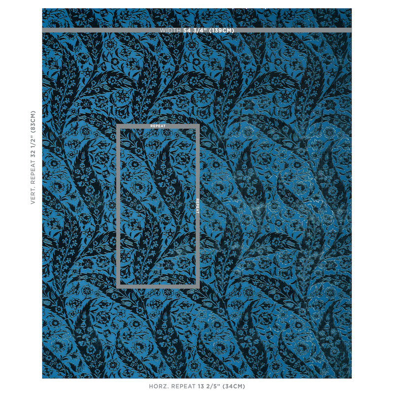 SCHUMACHER  CABANA SAZ PAISLEY SILK VELVET VELVETS VELVETS BLUE   - 80780