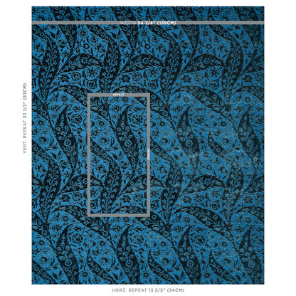 SCHUMACHER  CABANA SAZ PAISLEY SILK VELVET VELVETS VELVETS BLUE   - 80780