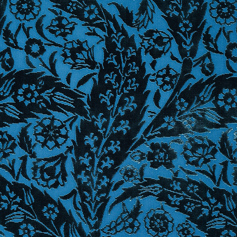 SCHUMACHER  CABANA SAZ PAISLEY SILK VELVET VELVETS VELVETS BLUE   - 80780