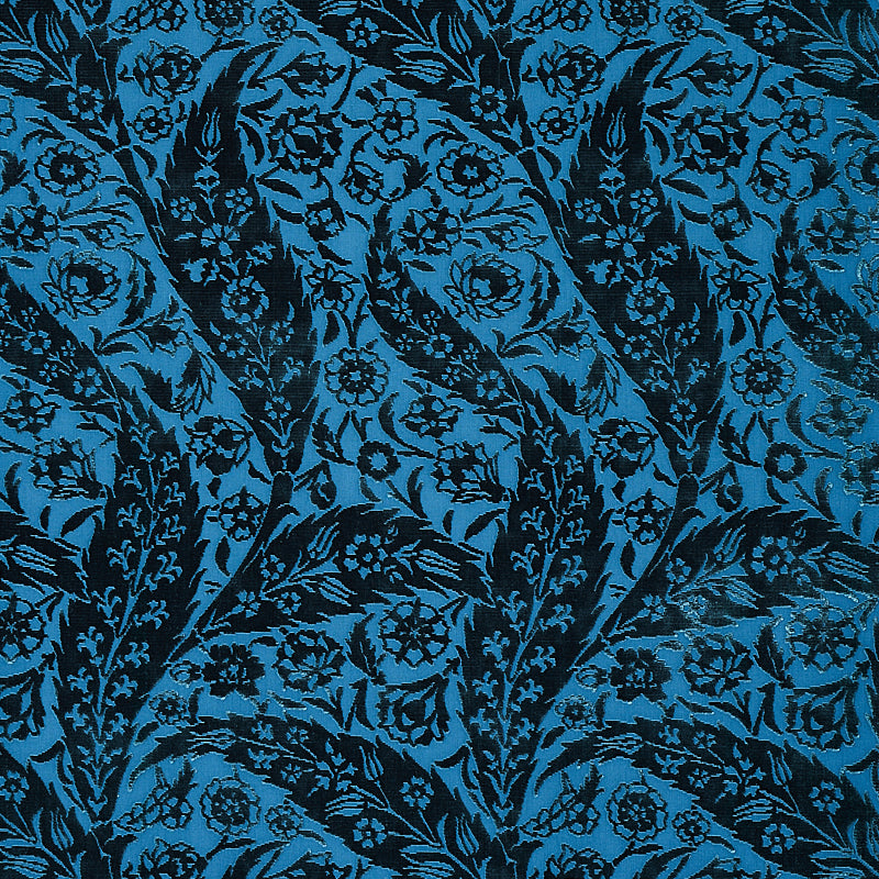 SCHUMACHER  CABANA SAZ PAISLEY SILK VELVET VELVETS VELVETS BLUE   - 80780