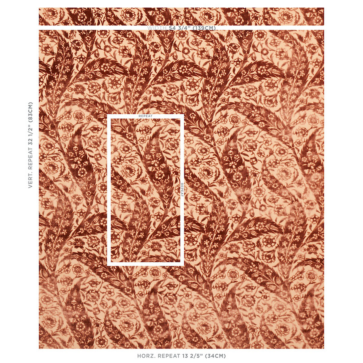 SCHUMACHER  LE MAX SAZ PAISLEY SILK VELVET VELVETS VELVETS TERRACOTTA   - 80781