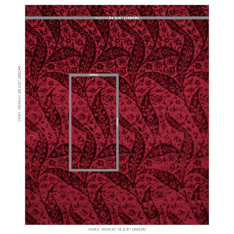 SCHUMACHER  CABANA SAZ PAISLEY SILK VELVET VELVETS VELVETS BURGUNDY   - 80782