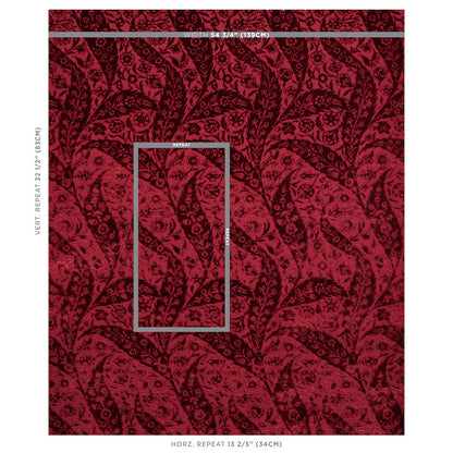 SCHUMACHER  CABANA SAZ PAISLEY SILK VELVET VELVETS VELVETS BURGUNDY   - 80782