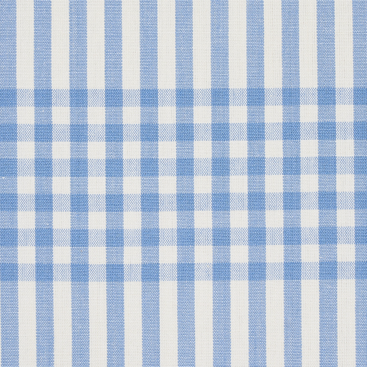 Blue and white gingham plaid fabric.