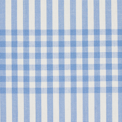 Blue and white gingham plaid fabric.
