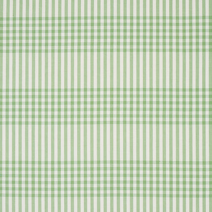 Green and white gingham fabric with alternating checks, classic casual textile for tablecloths or shirts.