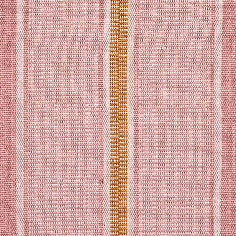 Close-up of pink striped woven fabric with a vertical gold zipper; casual retro-style garment detail.