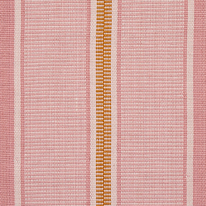 Close-up of pink striped woven fabric with a vertical gold zipper; casual retro-style garment detail.