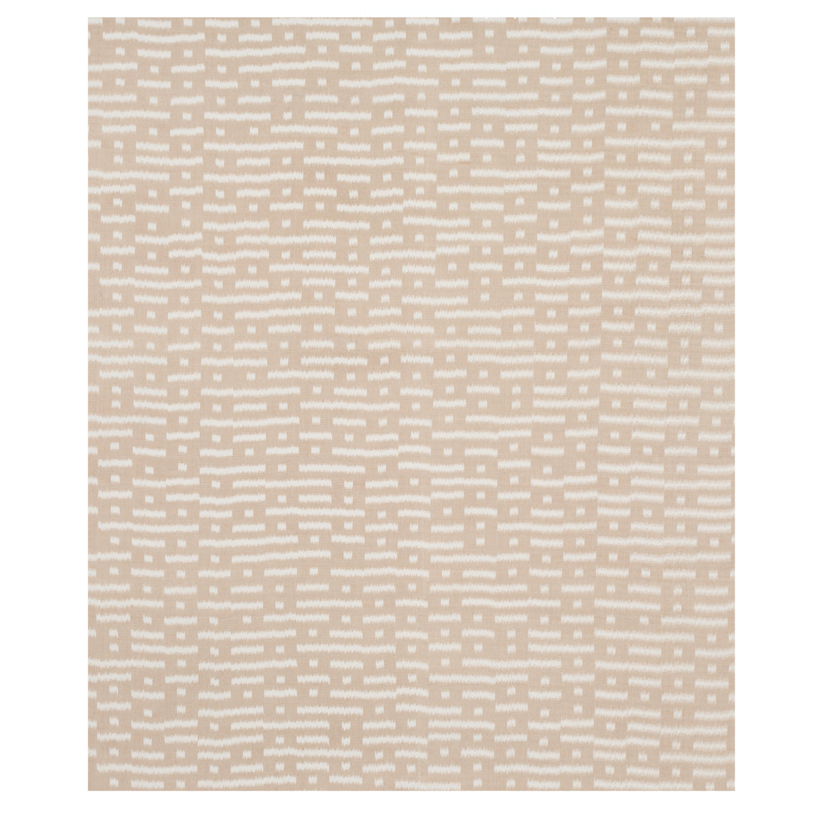 Beige flat-weave area rug with white dash motifs in a modern geometric pattern.
