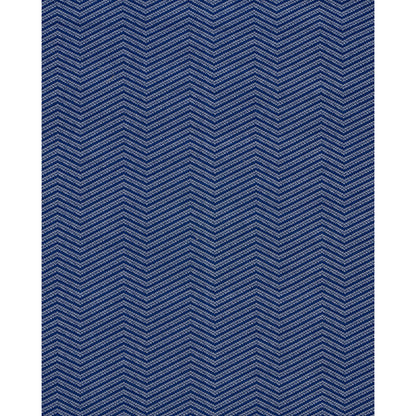 Blue herringbone fabric with chevron zigzag pattern; denim-like texture for upholstery or clothing.