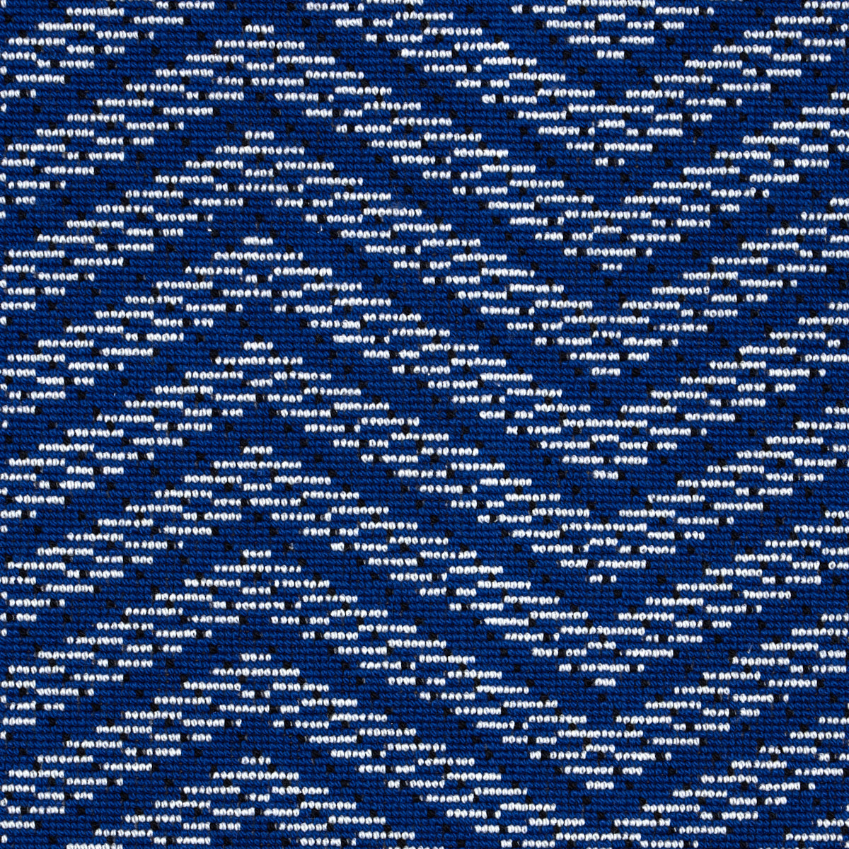 Navy blue fabric with small white dotted dash pattern, lightweight woven texture, ideal for shirts.