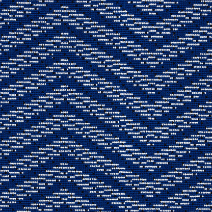 Navy blue fabric with small white dotted dash pattern, lightweight woven texture, ideal for shirts.