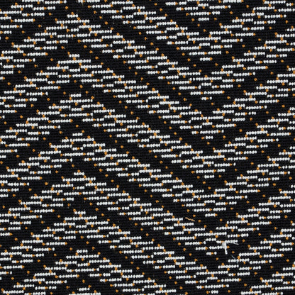 Black fabric with white and gold speckled zigzag chevron pattern.