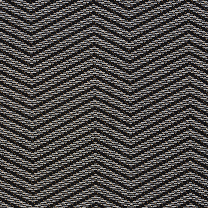 Dark charcoal woven fabric with black and light gray chevron zigzag pattern and textured weave.