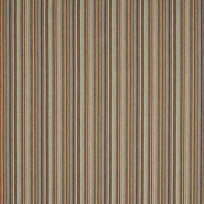 Multicolor striped woven fabric with thin vertical lines in earthy tones; versatile upholstery or crafts material.