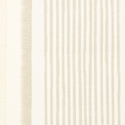 Beige and cream striped woven fabric with vertical stripes of varying widths and subtle texture.