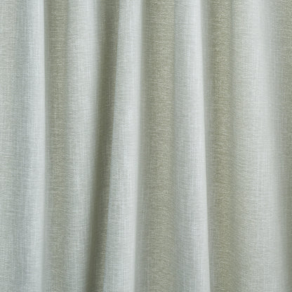 Light gray-beige linen-look curtain fabric with soft vertical folds.