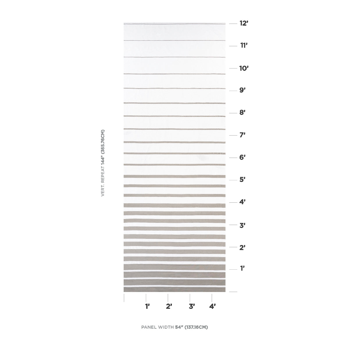 Vertical stripe gradient panel with beige-to-white horizontal lines; 12' tall, 54" wide.