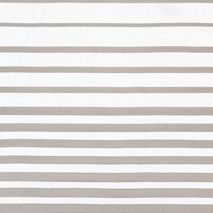 Beige and white horizontal stripe fabric pattern; soft textile suitable for curtains, bedding, or table linens.
