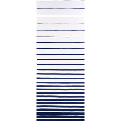 Ribbon appliqué panel pattern woven fabric, navy on ivory - 81141