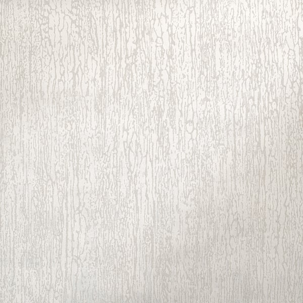 White textured wallpaper with a vertical bark-like pattern; warm, subtle sheen for walls.