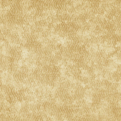 Beige-gold woven wallcovering with a repeating wavy dot pattern and subtle sheen.
