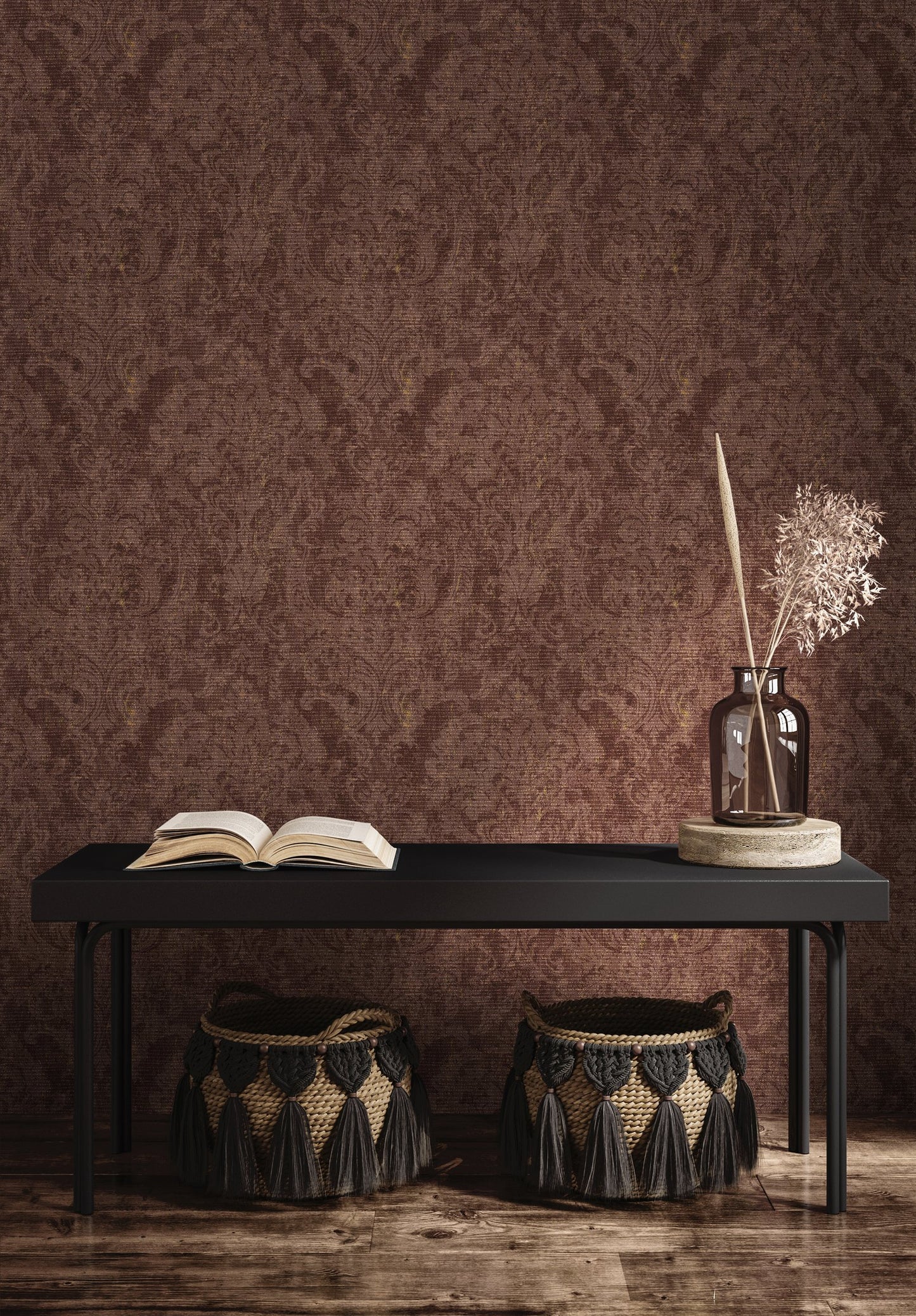 GALERIE WALLCOVERINGS CERRA FLEUR   Red Textured  - 81429
