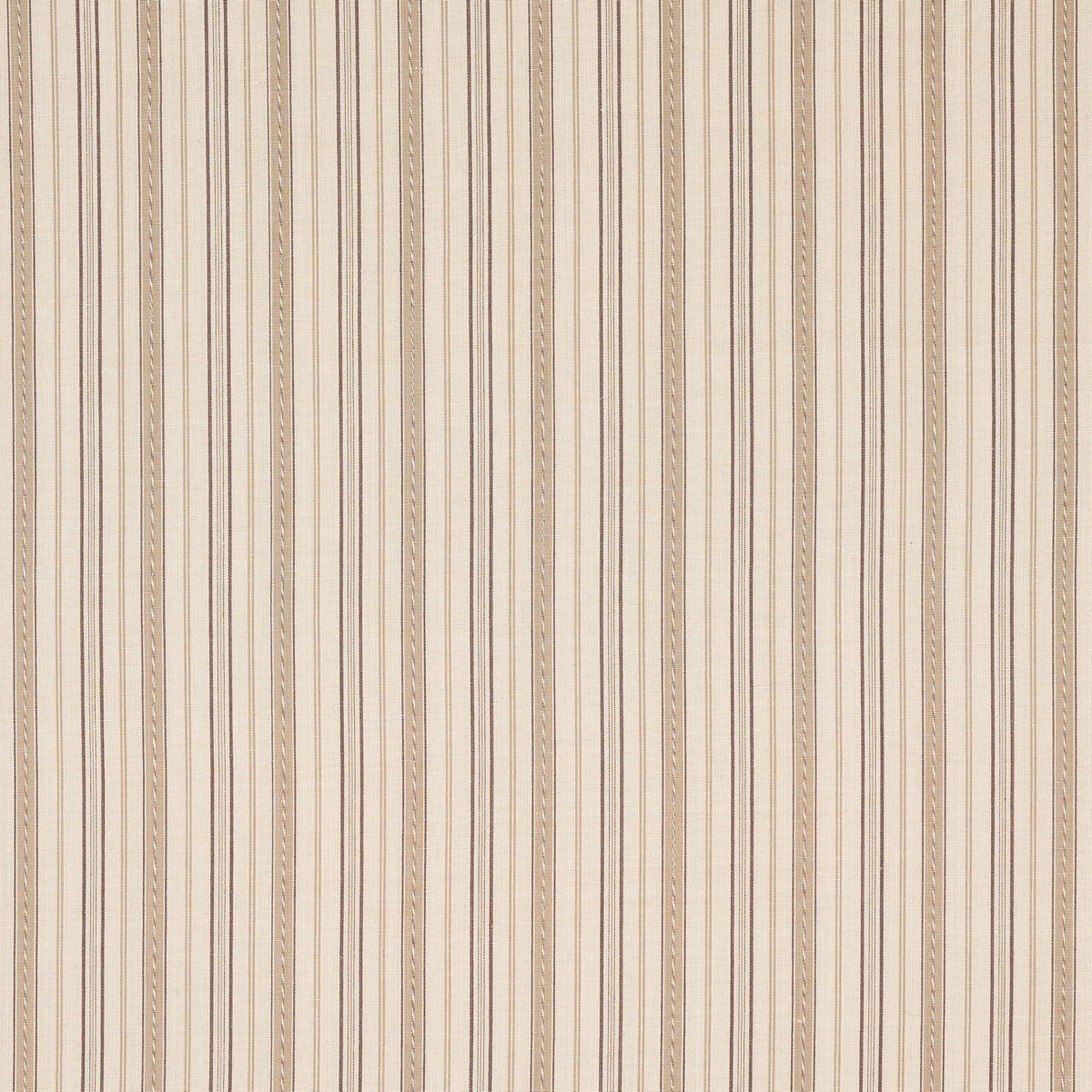 Beige vertical striped wallpaper with alternating thin and medium brown stripes and subtle textures.