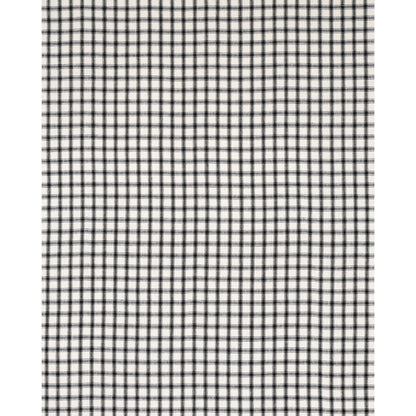 White fabric with a tiny black grid pattern; micro-check look; lightweight cotton for shirts and crafts.