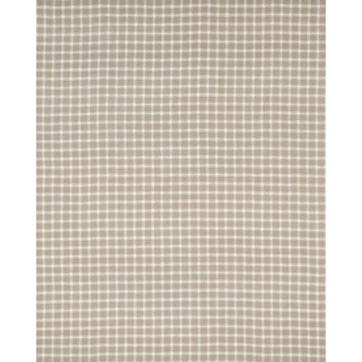 Beige gingham fabric with small white checks, woven textile suitable for upholstery or curtains.