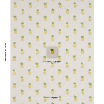 SCHUMACHER  UNCOMMON THREADS PINEAPPLE EMBROIDERY EMBROIDERIES EMBROIDERIES GREEN ON NATURAL   - 81531