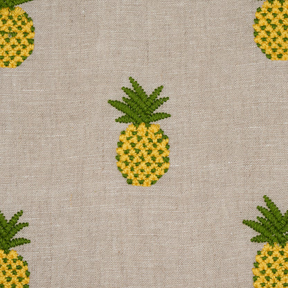 SCHUMACHER  UNCOMMON THREADS PINEAPPLE EMBROIDERY EMBROIDERIES EMBROIDERIES GREEN ON NATURAL   - 81531