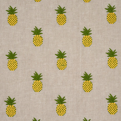 SCHUMACHER  UNCOMMON THREADS PINEAPPLE EMBROIDERY EMBROIDERIES EMBROIDERIES GREEN ON NATURAL   - 81531