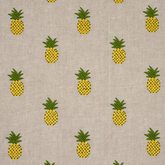 SCHUMACHER  UNCOMMON THREADS PINEAPPLE EMBROIDERY EMBROIDERIES EMBROIDERIES GREEN ON NATURAL   - 81531