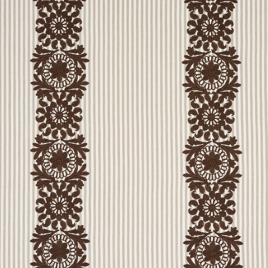 SCHUMACHER  UNCOMMON THREADS Joelle Stripe EMBROIDERIES EMBROIDERIES CHOCOLATE   - 81540