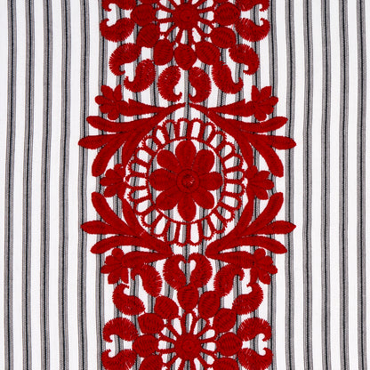SCHUMACHER  UNCOMMON THREADS Joelle Stripe EMBROIDERIES EMBROIDERIES RED ON BLACK   - 81542