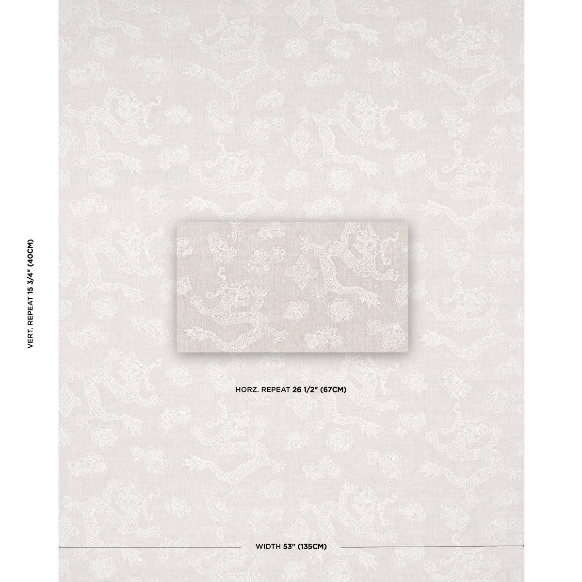 Light beige damask wallpaper with subtle ivory pattern; center swatch shows sample, neutral decor.
