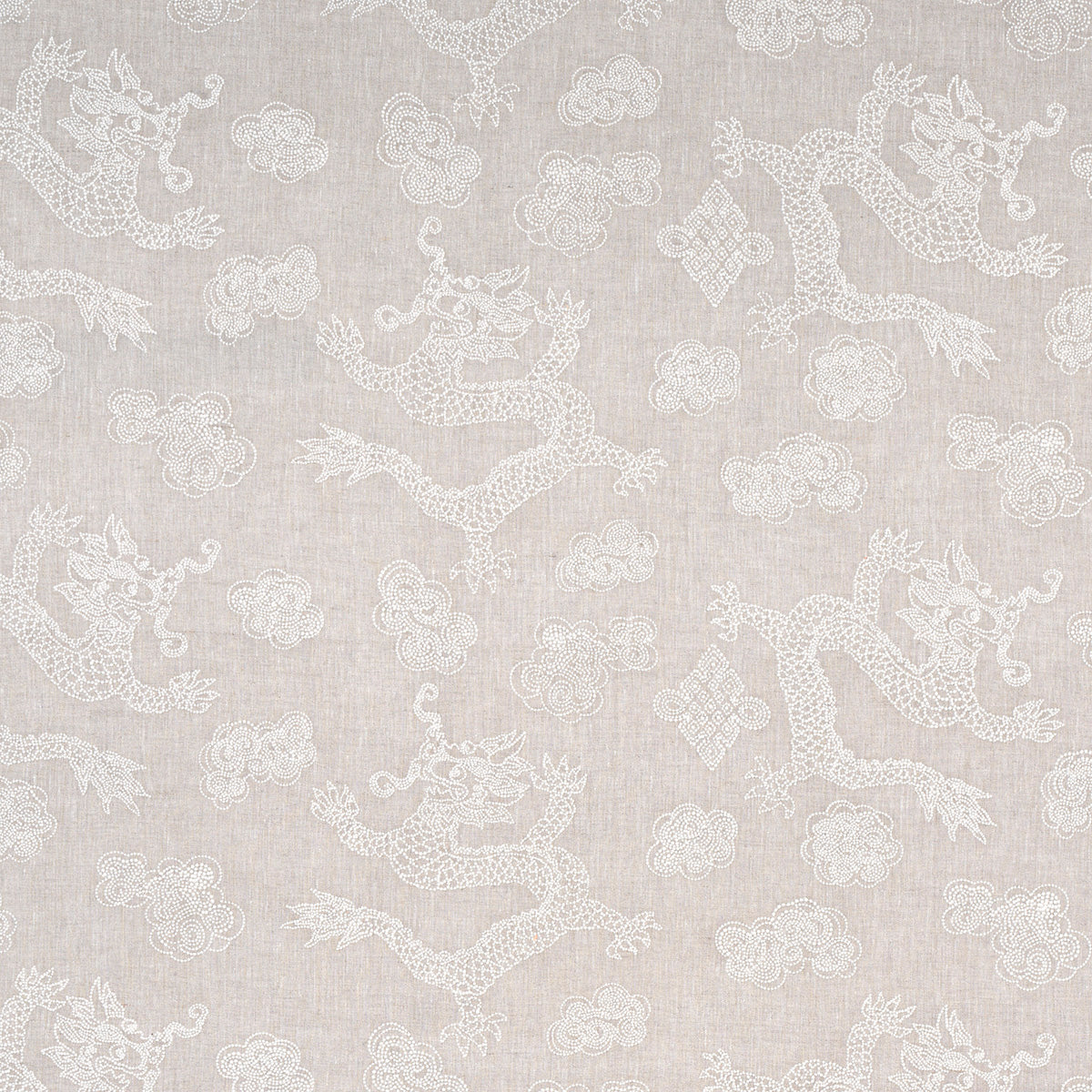 Dragon embroidery on ivory on natural fabric, 81551
