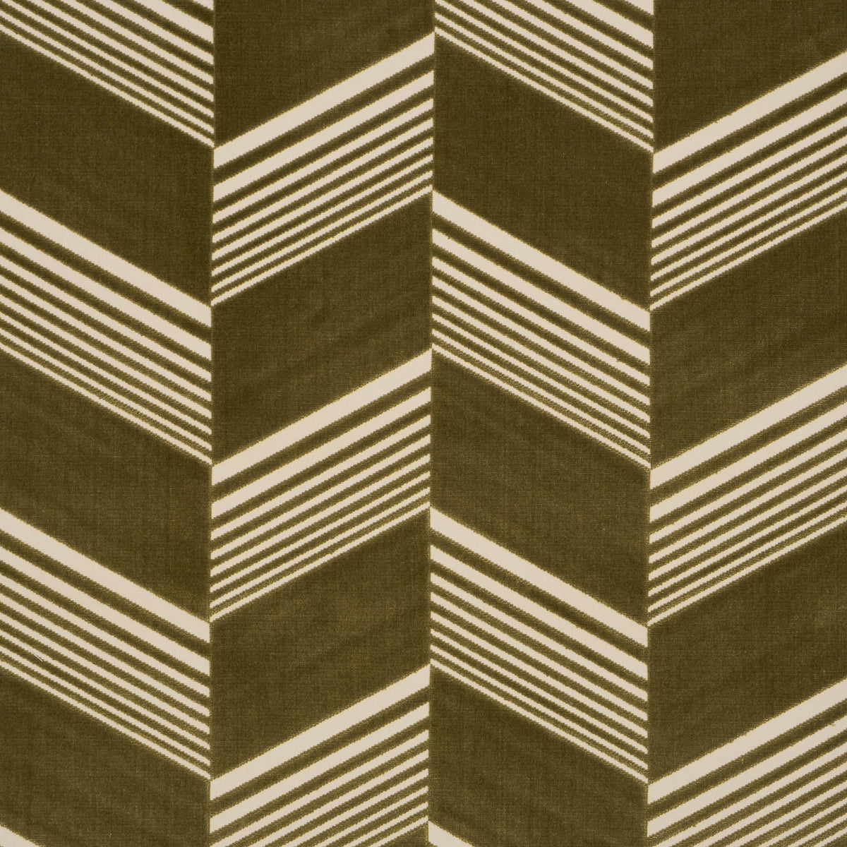 Olive cut velvet fabric with a woven pattern.