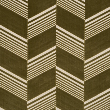 Olive cut velvet fabric with a woven pattern.