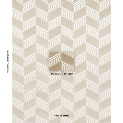 Beige chevron wallpaper with pale white diagonal stripes; neutral geometric wall covering for interiors.