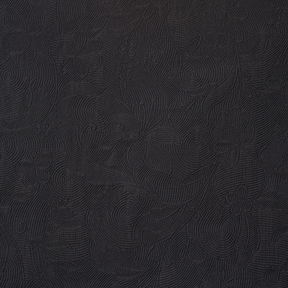 SCHUMACHER  WILLIAMSBURG QUILTED SCROLL MATELASSE PITCH BLACK   - 81591