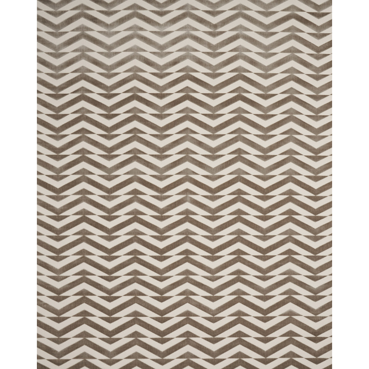 SCHUMACHER FABRIC  MILES REDD BROKEN CHEVRON CUT VELVET   TAUPE ON IVORY   - 81810