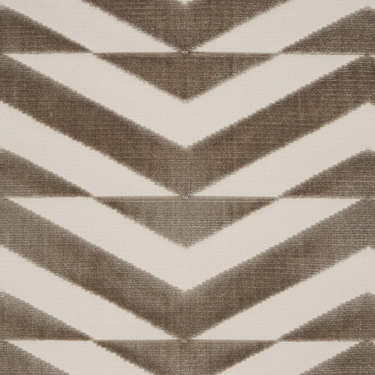 SCHUMACHER FABRIC  MILES REDD BROKEN CHEVRON CUT VELVET   TAUPE ON IVORY   - 81810