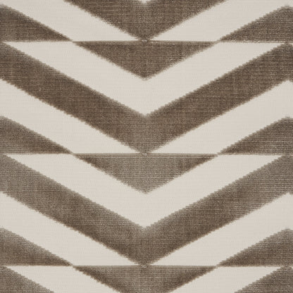 SCHUMACHER FABRIC  MILES REDD BROKEN CHEVRON CUT VELVET   TAUPE ON IVORY   - 81810