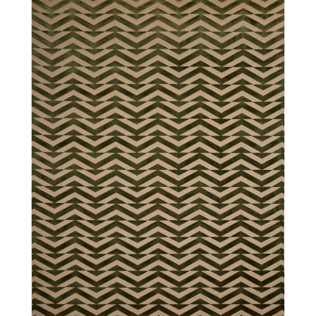 Woven rug in tan and dark brown chevron zigzag pattern, geometric earthy tones.