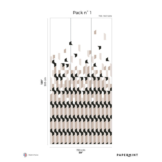 Veer Decor Alma Pack 1 in Black Wall Mural Patterns Mural Black  Mural - 8184-AB1-A