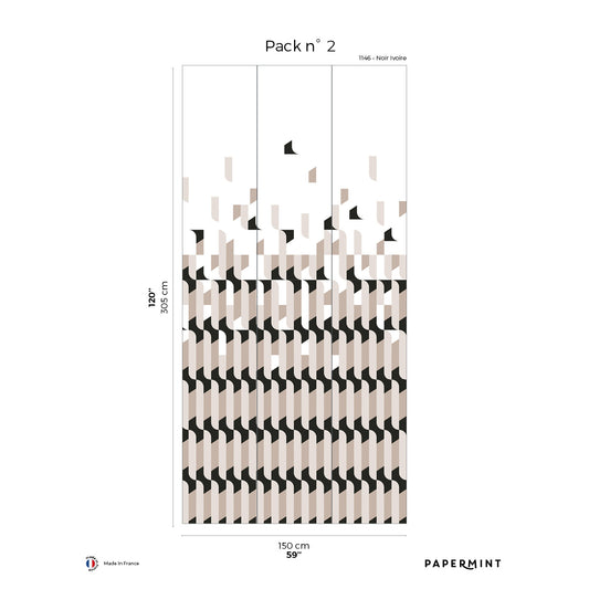 Veer Decor Alma Pack 2 in Black Wall Mural Patterns Mural Black  Mural - 8184-AB1-B