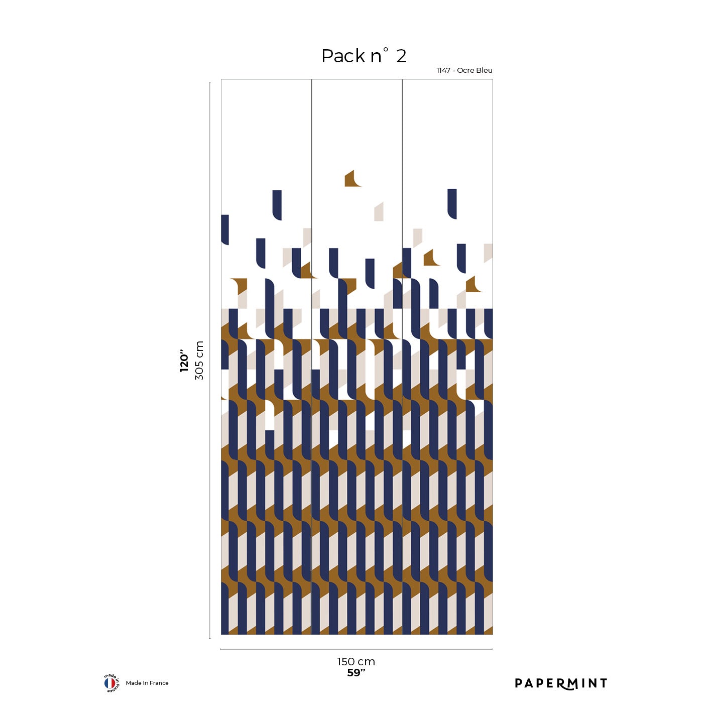 Veer Decor Alma Pack 2 in Blue Wall Mural Patterns Mural Blue  Mural - 8184-AB2-B